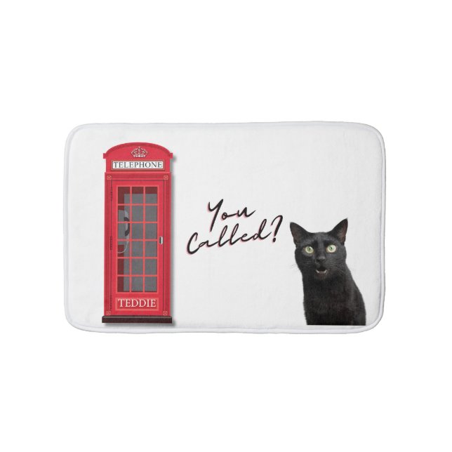 'You Called?' Custom Red Phone Booth Pet Photo Badrumsmatta (Framsidan)