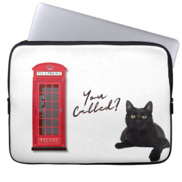 'You Called?' Customizable London Cat Red Phone Laptop Fodral