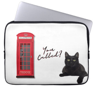 'You Called?' Customizable London Cat Red Phone Laptop Fodral
