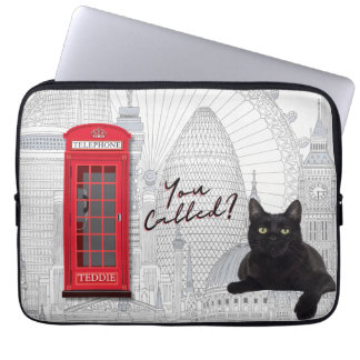 'You Called?' Customizable London Cat Red Phone Laptop Fodral