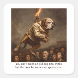 You can’t teach an old dog new tricks fyrkantigt klistermärke