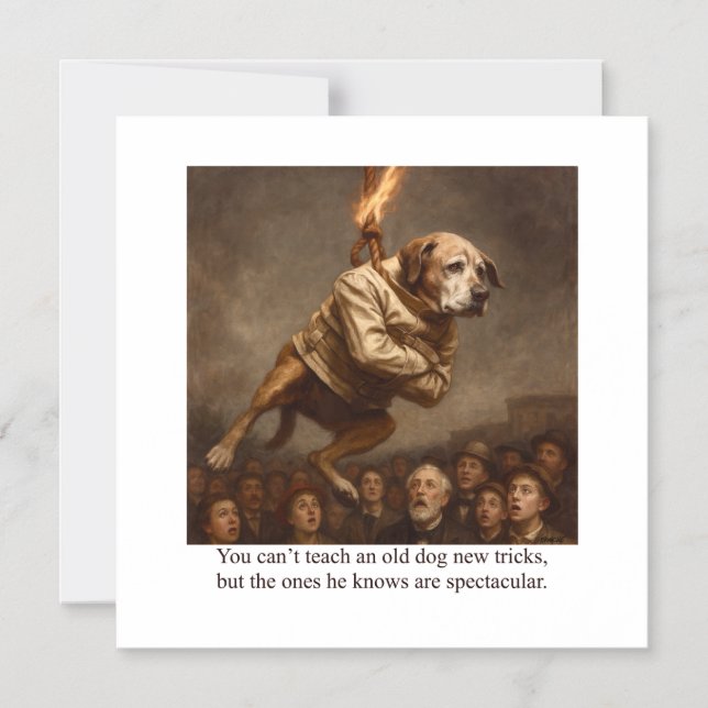 You can’t teach an old dog new tricks magnetisk inbjudningskort (Framsida)