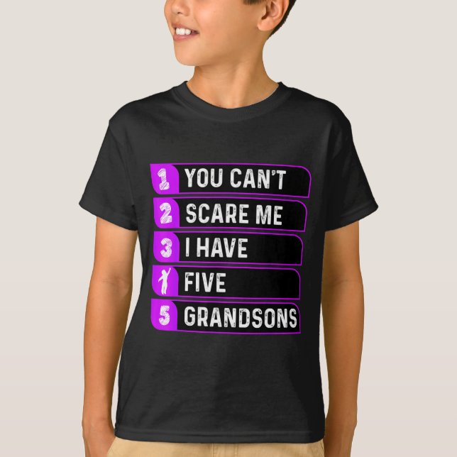 You Can't E Me I Have Five Grandsons Funny Grandma T Shirt (Framsida)