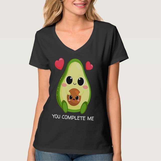 You Complete Me  Avocado Couples Valentines T Shirt (Framsida)