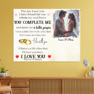 You Complete Me Custom Photo Wedding Anniversary Canvastryck