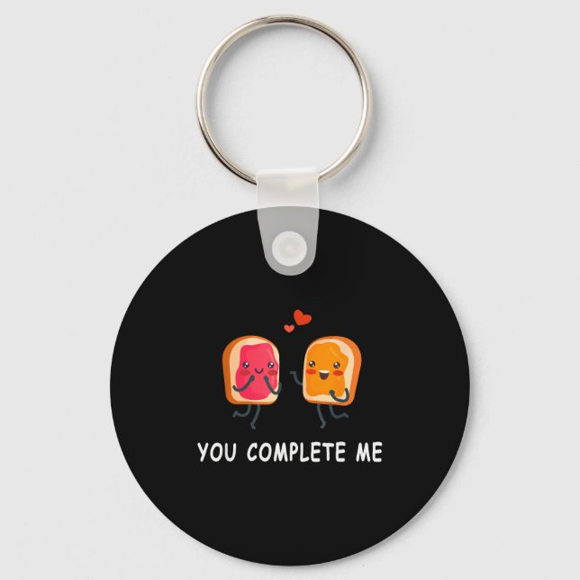 You Complete Me Cute Valentines Day Peanut Butter  Nyckelring (Framsida)