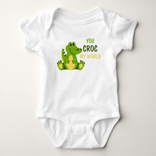 You Croc My World Crocodile Aligator Baby Romper T Shirt (Framsida)