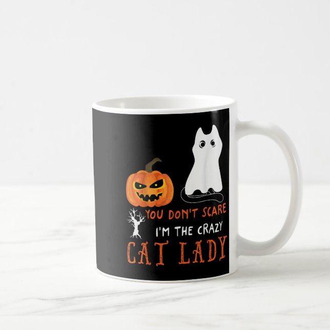 You Don't E Me I'm The Crazy Cat Lady Funny Hallow Kaffemugg (Höger)