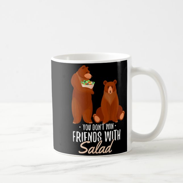You Dont Win Friends With Salad Funny Vegan Bear S Kaffemugg (Höger)