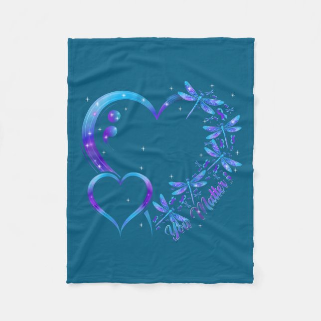 You Dragonfly Suicide Prevention Awareness Men Wom Fleecefilt (Framsidan)