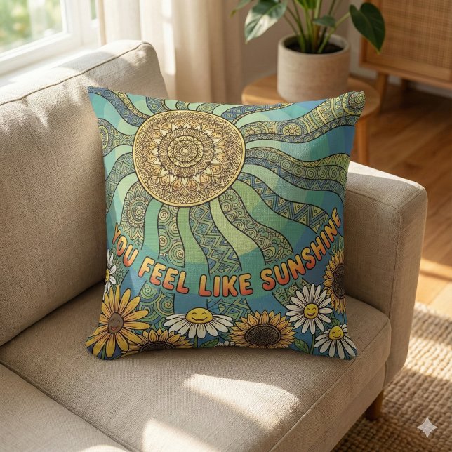 You Feel Like Sunshine Photo Throw Pillow Kudde (Empower someone special with this, "You feel like sunshine" photo pillow! )