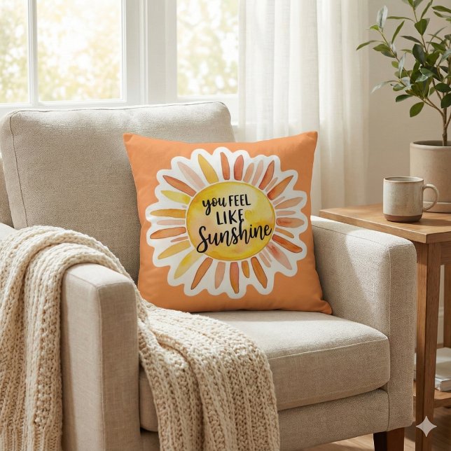 You Feel Like Sunshine Photo Throw Pillow Kudde (Empower someone special with this, "You feel like sunshine" photo pillow! )