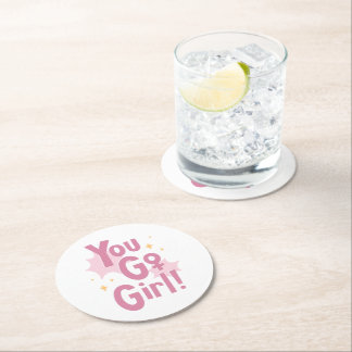 You Go Girl | Rosa Motivationsunderlägg Underlägg Papper Rund