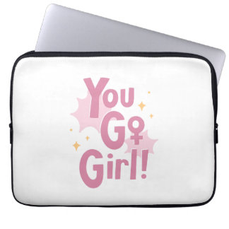 You Go Girl | Söt Rosa Elektronikväska Laptop Fodral