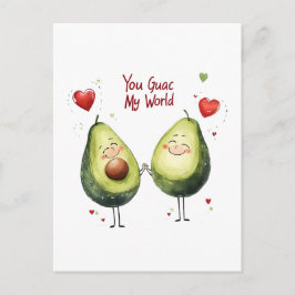 You Guac My World Valentine's Day Kid Friendly Vykort