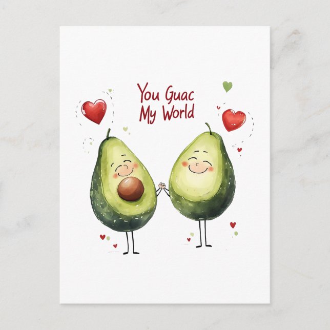 You Guac My World Valentine's Day Kid Friendly Vykort (Framsida)
