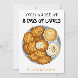 You Had Me at 8 Days of Latkes Funny Hanukkah Julkort
