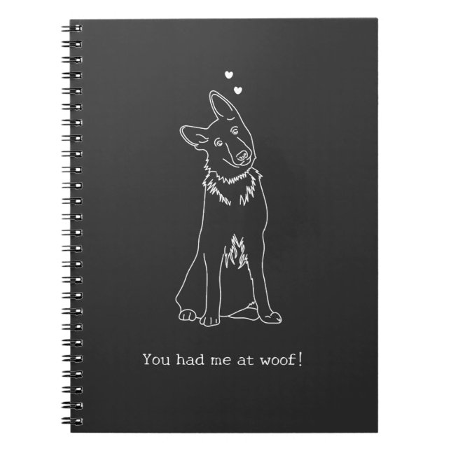 You Had me at Woof Dog Lover Simple Outline Design Anteckningsbok (Framsidan)