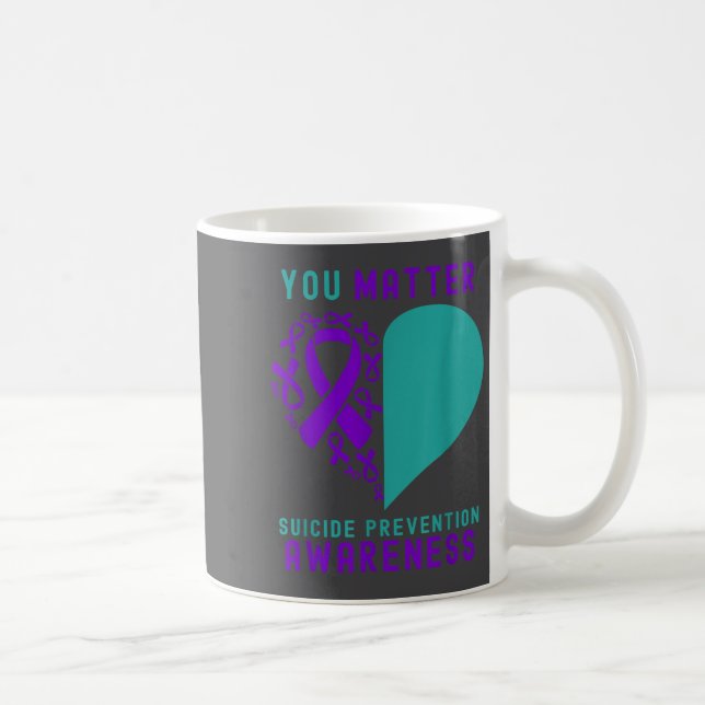 You - Heart &amp; Ribbon Design Suicide Prevention Kaffemugg (Höger)