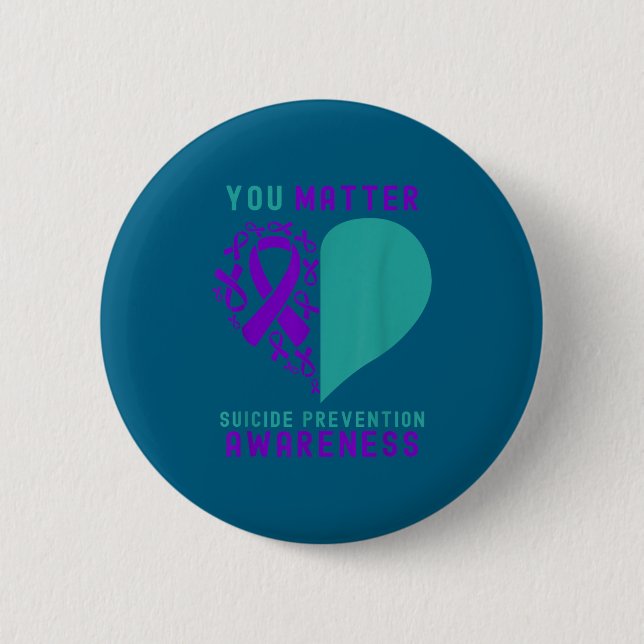 You - Heart &amp; Ribbon Design Suicide Prevention Knapp (Framsida)
