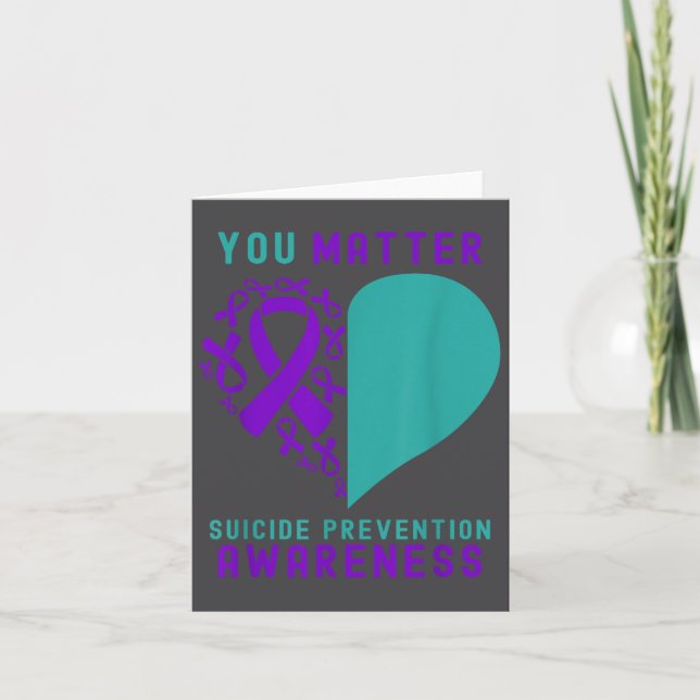 You - Heart &amp; Ribbon Design Suicide Prevention Kort (Framsida)
