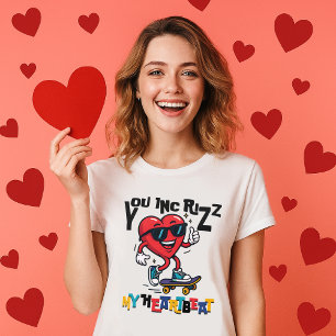 You Inc Rizz min hjärtslag - Sött skateboard-hjärt T Shirt