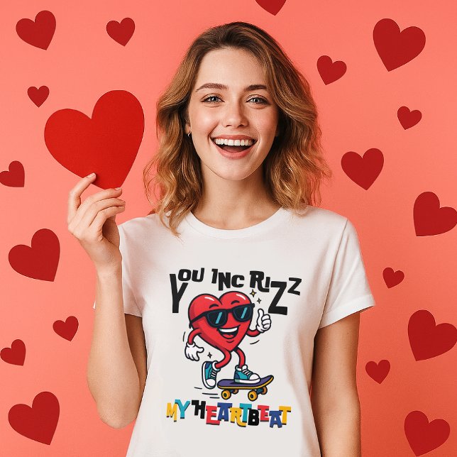 You Inc Rizz my Heartbeat - Cute skateboard heart T Shirt (Skapare uppladdad)