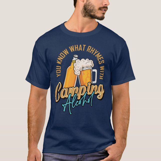 You Know What Rhymes With Camping Alcohol boy T Shirt (Framsida)