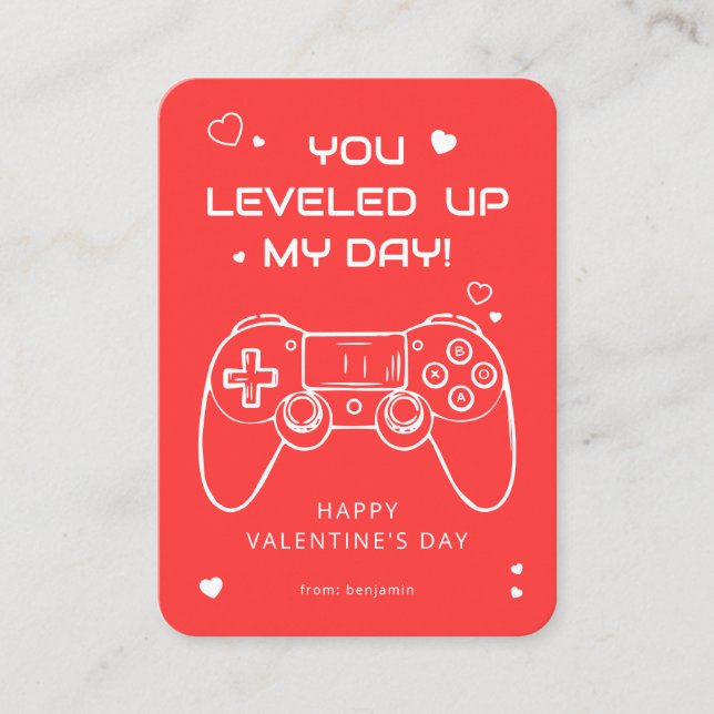 You Leveled Up My Day Gamer Valentine Anteckningskort (Framsida)