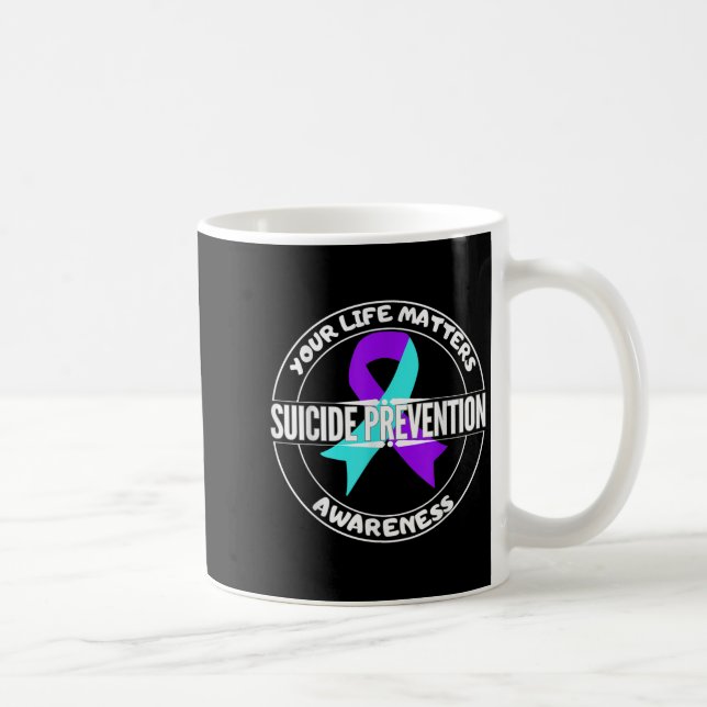 You Life S Suicide Prevention Awareness Teal Purpl Kaffemugg (Höger)