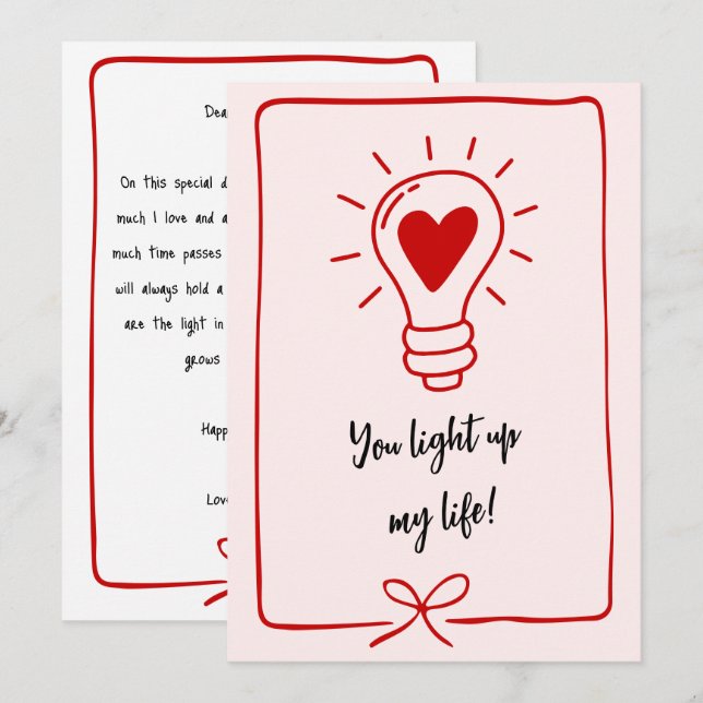 You Light Up My Life Funny Saying Valentines Day Julkort (Fram/baksida)
