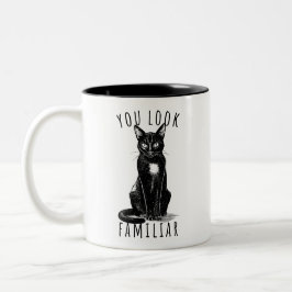 You Look Familiar Black Cat Feeling Magical Witch Två-Tonad Mugg
