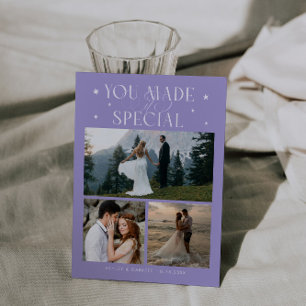 You Made It Special Bröllopsfoto Lilac Tack Kort