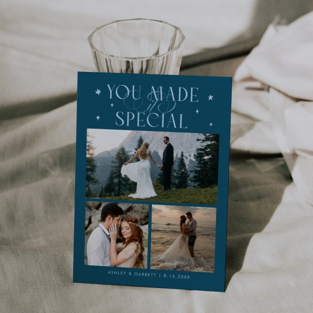 You Made It Special Bröllopsfoto Teal Tack Kort (Skapare uppladdad)