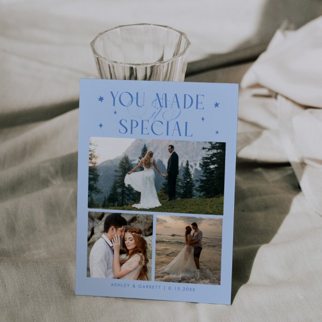 You Made It Special Wedding Photo Icy Blue Tack Kort (Skapare uppladdad)