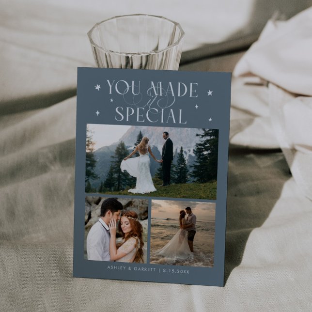 You Made It Special Wedding Photo Slate Blue Tack Kort (Skapare uppladdad)