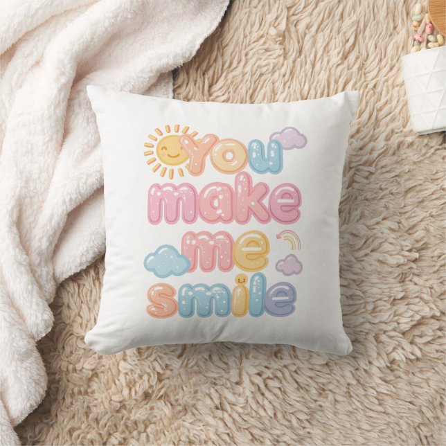 "You Make Me Smile" with Sun and Clouds Kudde (Filt)