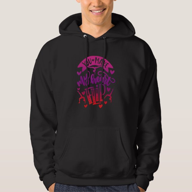 You Make My Heart Flip Gymnastics Valentine's Day Hoodie (Framsida)