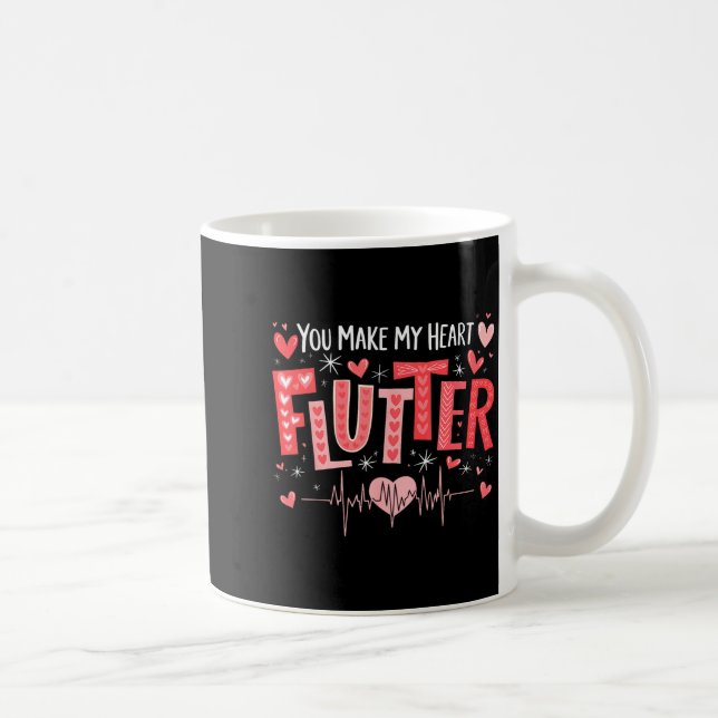 You Make My Heart Flutter Cardiac Nurse Valentine  Kaffemugg (Höger)