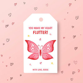 You Make My Heart Flutter Valentine Gift Tag Presentetikett