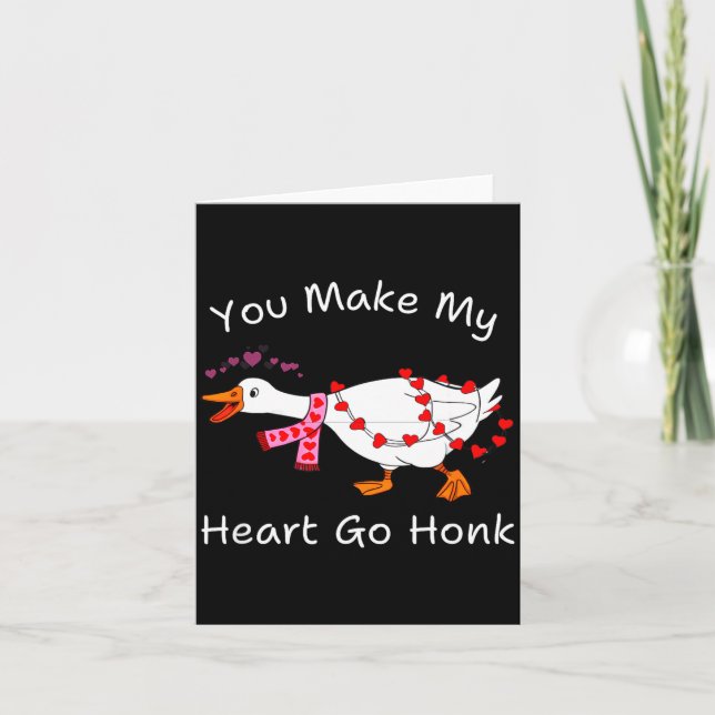 You Make My Heart Go Honk Coquette Valentine Goose Kort (Framsida)