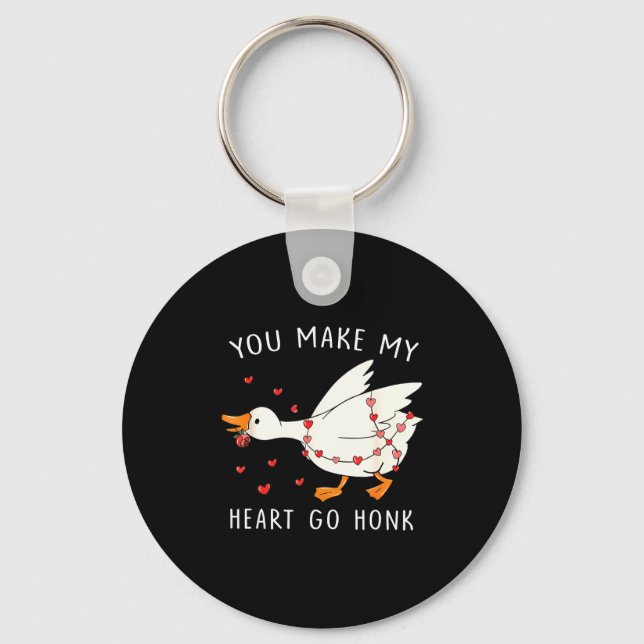 You Make My Heart Go Honk Funny Goose Valentine  Nyckelring (Framsida)