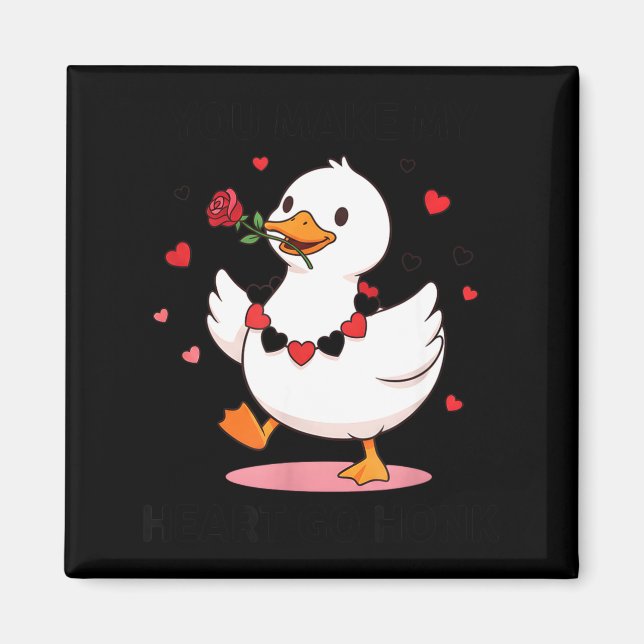 You Make My Heart Go Honk Funny Goose Valentine’s  Magnet (Framsidan)