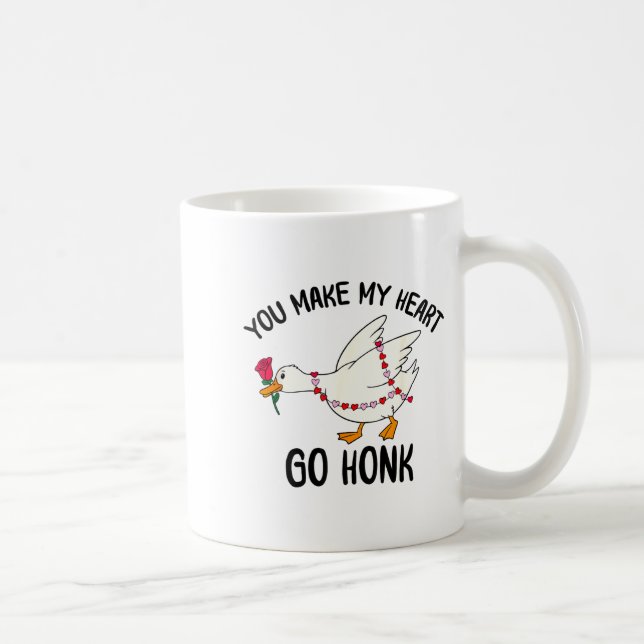 You Make My Heart Go Honk Funny Goose Valentine Sa Kaffemugg (Höger)