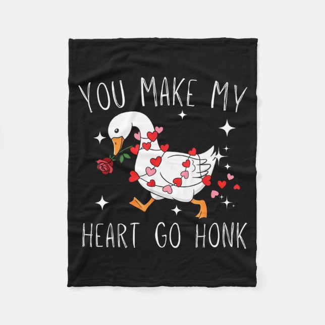 You Make My Heart Go Honk Valentine Goose  Fleecefilt (Framsidan)
