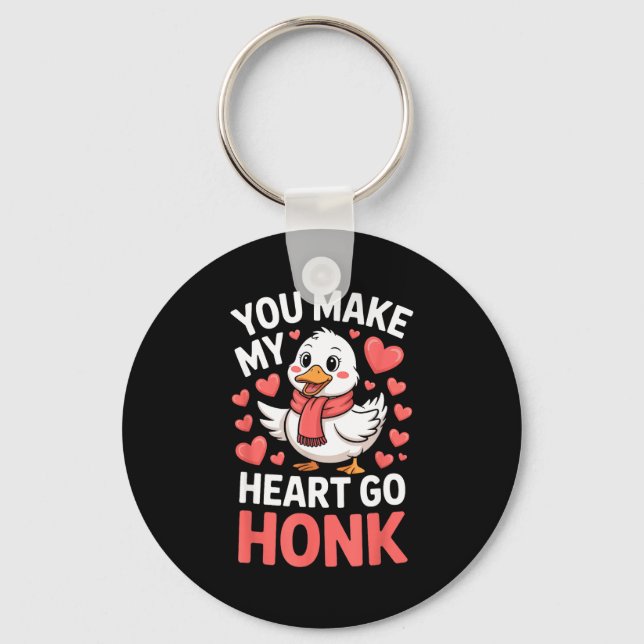 You Make My Heart Go Honk Valentine Goose Funny  Nyckelring (Framsida)