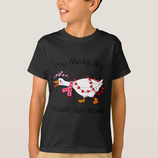 You Make My Heart Go Honk Valentine Goose Heart Si T Shirt (Framsida)