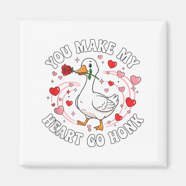 You Make My Heart Go Honk Valentine Goose Love Cou Magnet (Framsidan)
