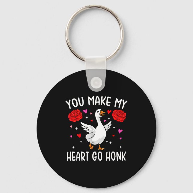 You Make My Heart Go Honk Valentine Goose  Nyckelring (Framsida)