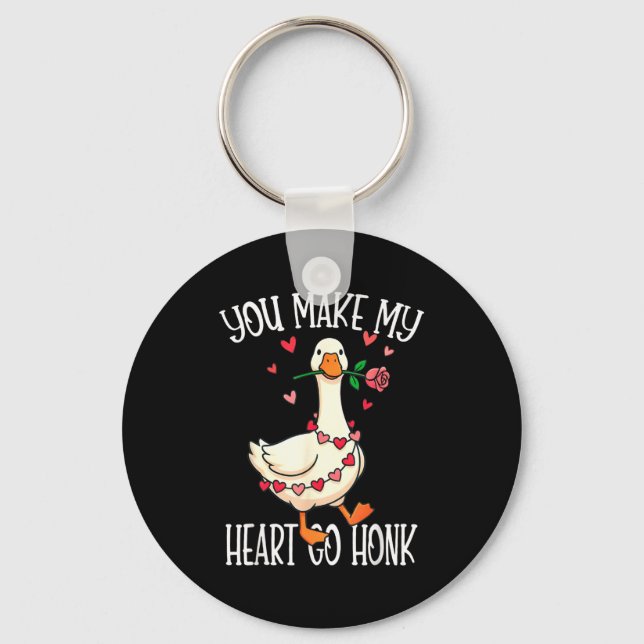 You Make My Heart Go Honk Valentine Goose  Nyckelring (Framsida)